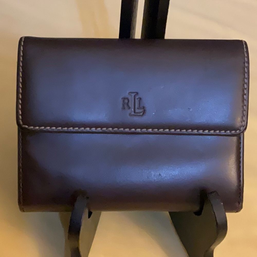 Ralph Lauren Brown Leather Wallet Classic Fold-Over Design